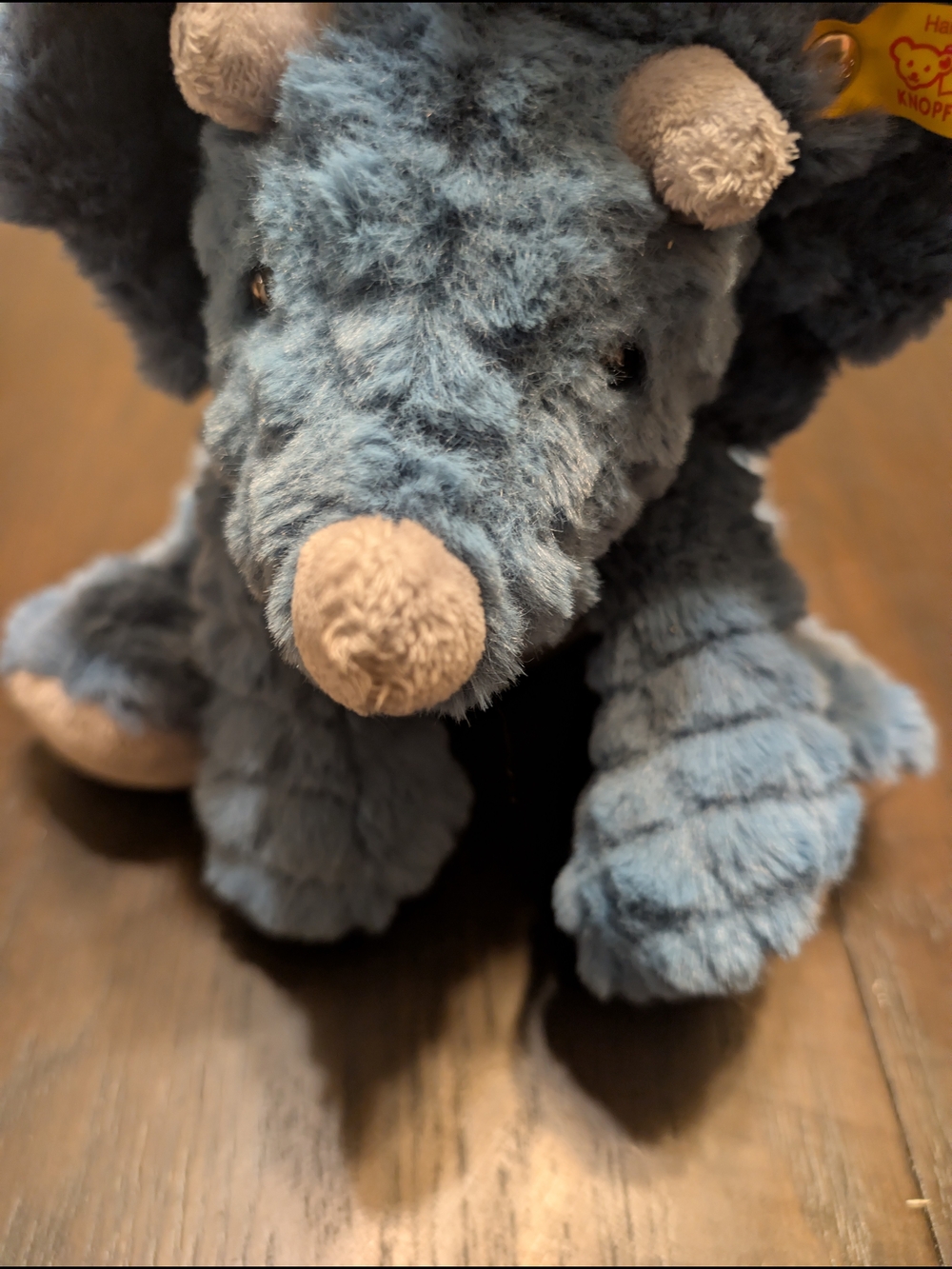 Steiff Blue Triceratops Plush Stuffed Animal - Soft Blue Dino - Picture 3 of 6
